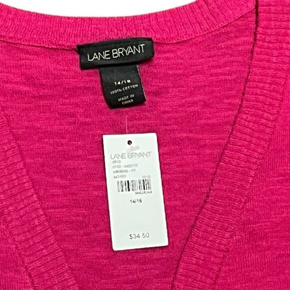 Lane Bryant Open Front Short Sleeve Hot Pink Cardigan, Size 14/16, NWT - Picture 3 of 8